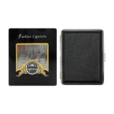 Cigarreira em Metal e Couro Preto p/ 16 Cigarros