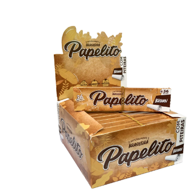 Seda Papelito King Size Brown c/ Piteira - Display c/ 24 unid
