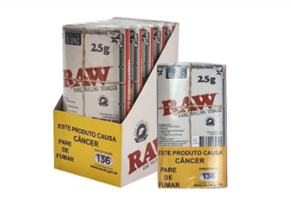 Tabaco Para Cigarro Raw Bright Leaf Blond  25g (Display c/ 5 bags)