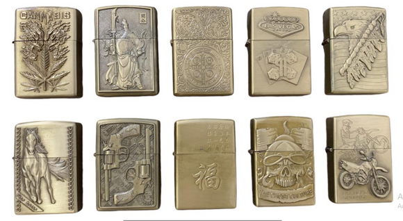 Isqueiro Tipo Zippo Dourado Estampado