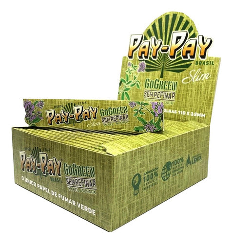 Seda Pay Pay Go Green Brasil King Size Slim Feito De Alfafa - Display com 50
