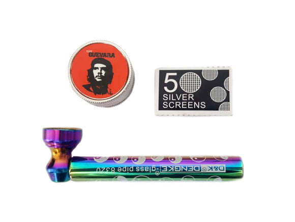 Kit Pipe de Vidro e Metal Yin Yang + Telinha + Dichavador
