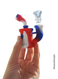 Mini Bong de Silicone C/ Bowl de Vidro - Amarelo/Verde
