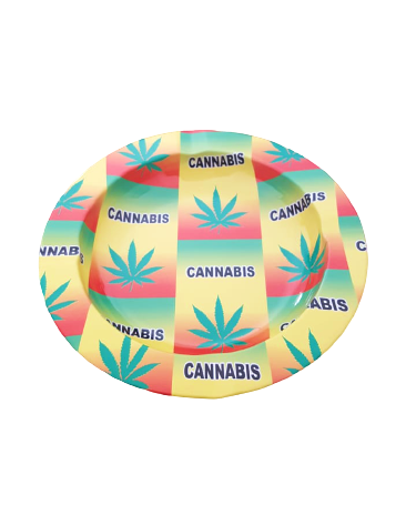 Cinzeiro Redondo de Metal Estampado - Mod Cannabis