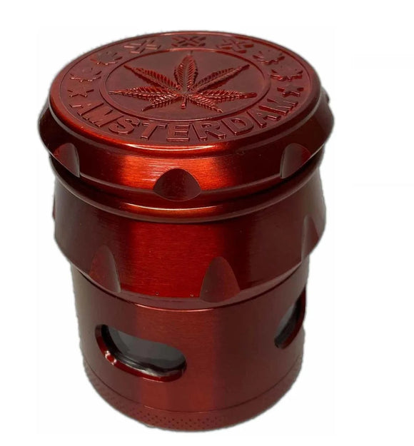 Dichavador de Metal Amsterdam Extra Grande 5 Partes Vermelho